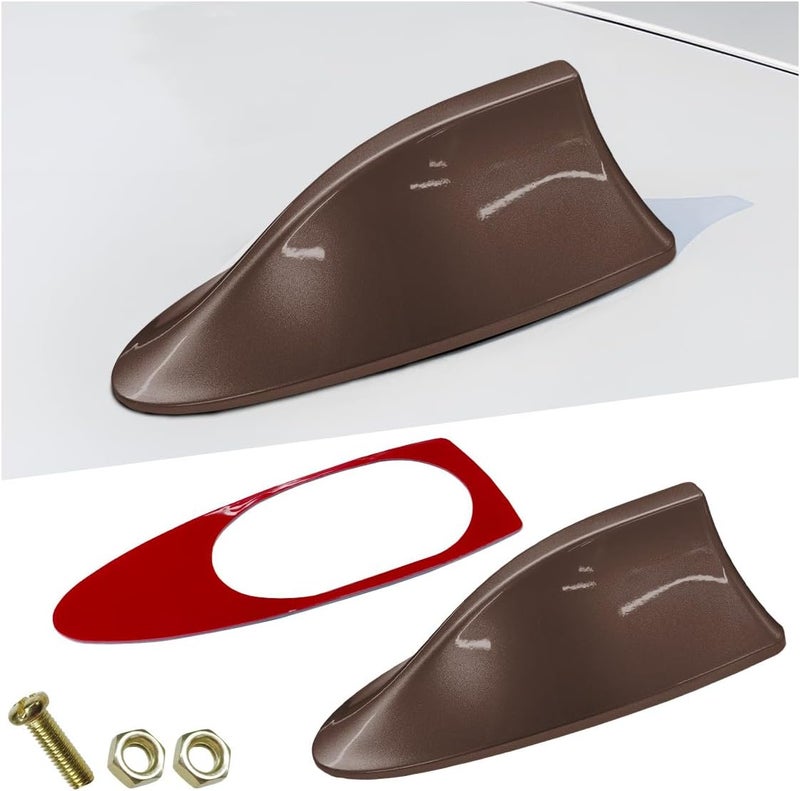 ZIMISI Car Shark Fin Antenna Cover, Plastic Auto Top Roof Mount Antenna Cover Replacement with Adhesive Tape, Universal Auto Signal Roof Aerial Decoration Accessories for Car SUV Truck (Brown) - Image 1
